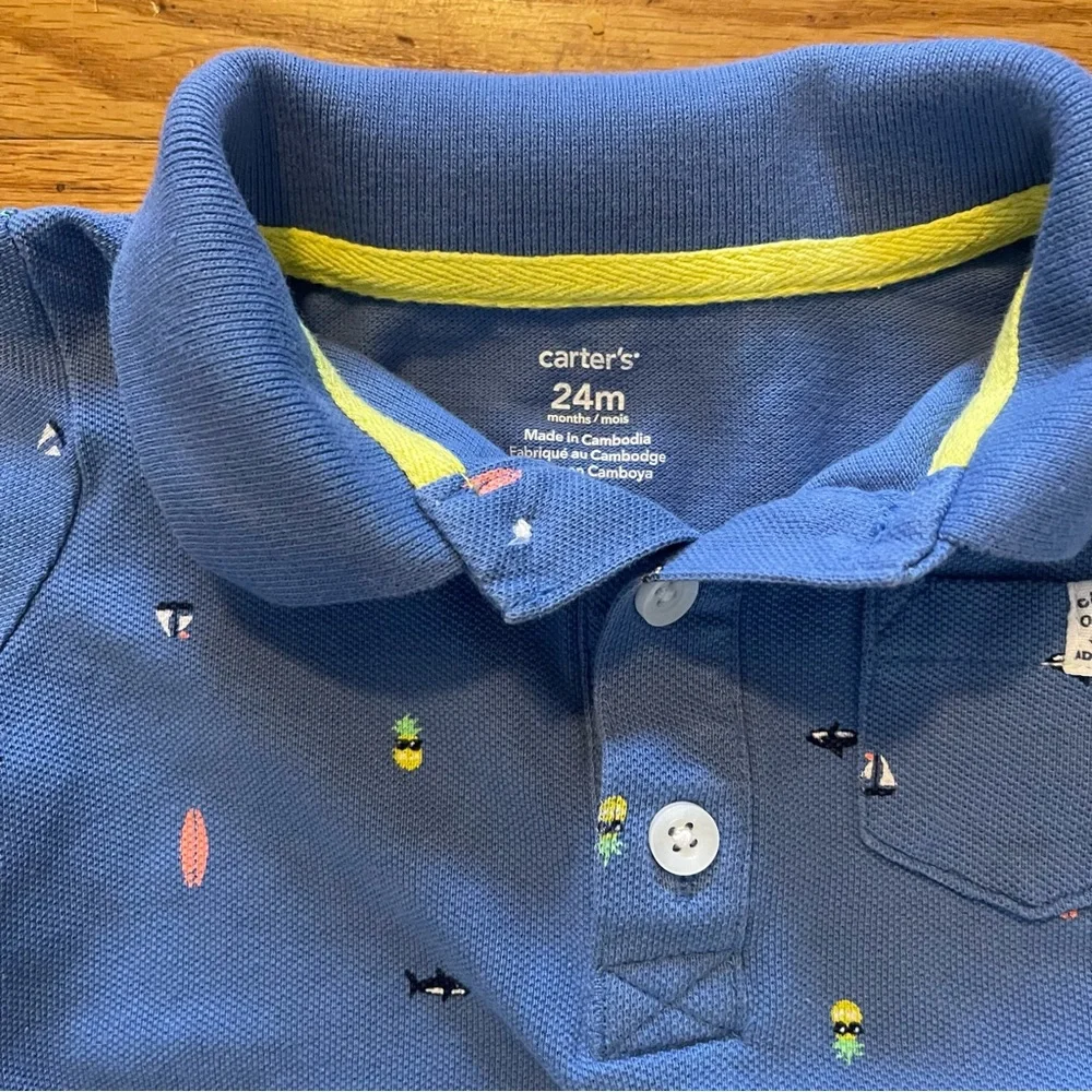 Carter’s | Blue Polo Romper with Nautical Print